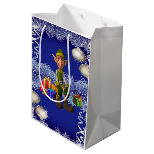 Weihnachtsgeschenk Bags Elf Mittlere Geschenktüte (Rückseite Schrägansicht)