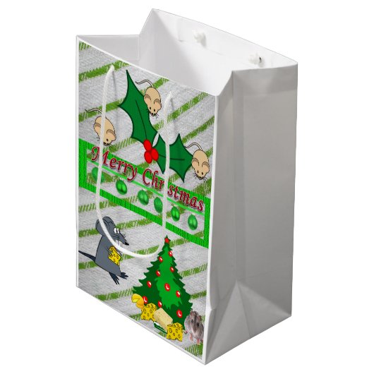 Weihnachtsgeschenk Bags Mäuse Mittlere Geschenktüte (Vorderseite Schrägansicht)