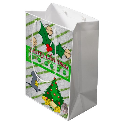 Weihnachtsgeschenk Bags Mäuse Mittlere Geschenktüte (Rückseite Schrägansicht)
