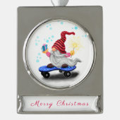 Weihnachtsgeschenk Banner-Ornament Silber (Vorderseite)