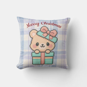 Weihnachtsgeschenk-Bär Süße Pastell-Pixel-Art-Deko Kissen