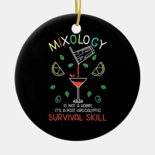 Weihnachtsgeschenk | Barkeeper Mixologe Keramik Ornament (Vorne)