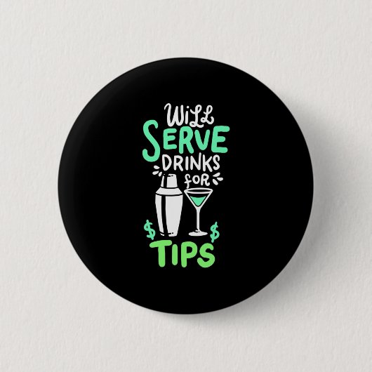 Weihnachtsgeschenk | Barkeeper serviert Getränke f Button (Vorderseite)