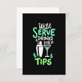 Weihnachtsgeschenk | Barkeeper serviert Getränke f RSVP Karte (Vorne/Hinten)