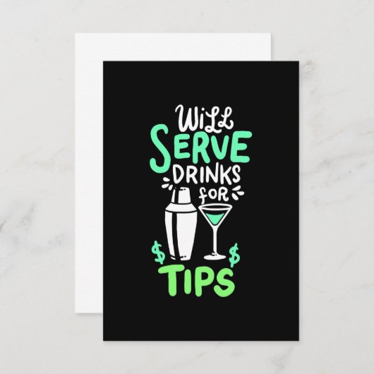 Weihnachtsgeschenk | Barkeeper serviert Getränke f RSVP Karte (Vorne/Hinten)