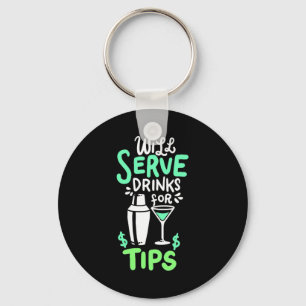 Weihnachtsgeschenk Barkeeper serviert Getränke f Schlüsselanhänger