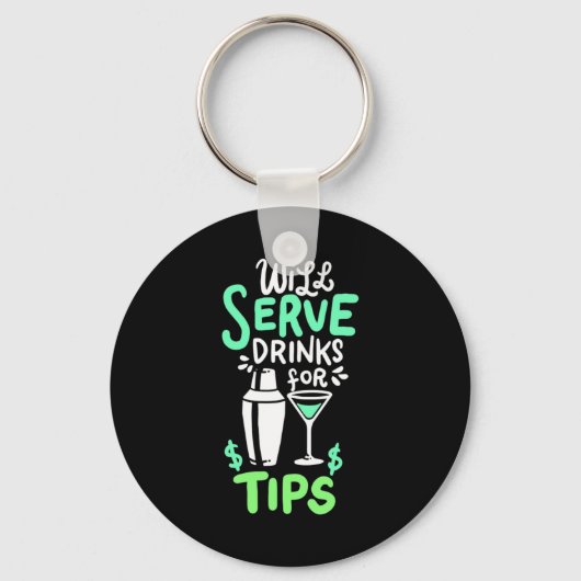 Weihnachtsgeschenk | Barkeeper serviert Getränke f Schlüsselanhänger (Vorderseite)