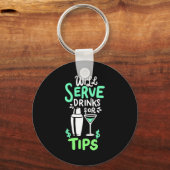 Weihnachtsgeschenk | Barkeeper serviert Getränke f Schlüsselanhänger (Vorderseite)