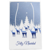 Weihnachtsgeschenk Beutel Blue Deer Feliz Navidad Mittlere Geschenktüte (Vorderseite)