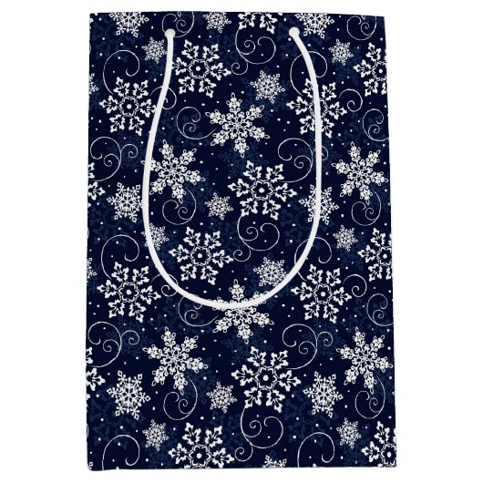 Weihnachtsgeschenk Beutel Snowflakes Mittlere Geschenktüte (Vorderseite)