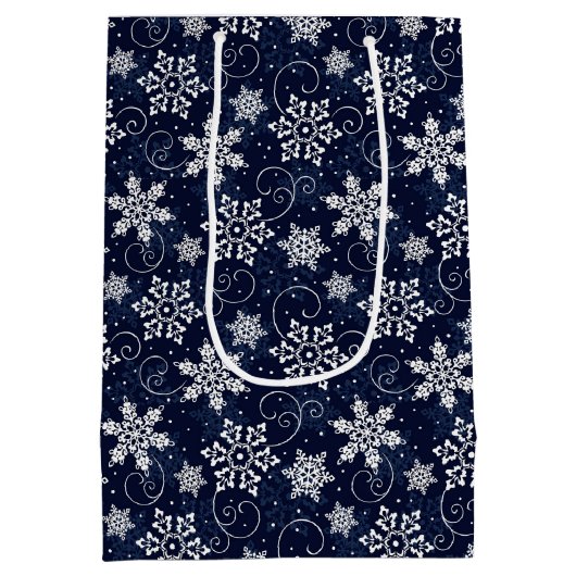 Weihnachtsgeschenk Beutel Snowflakes Mittlere Geschenktüte (Rückseite)