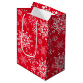 Weihnachtsgeschenk Beutel Snowflakes Mittlere Geschenktüte (Vorderseite Schrägansicht)