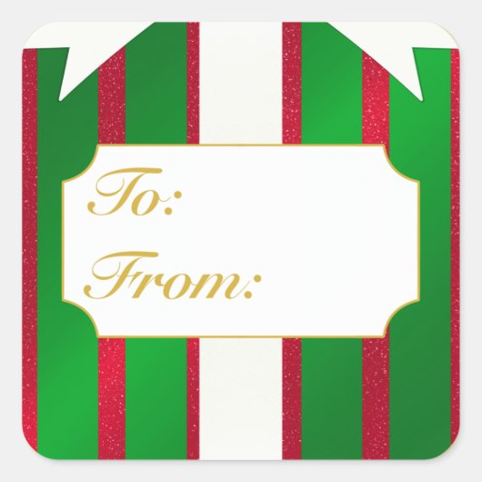 Weihnachtsgeschenk bis/vom Etikett Quadratischer Aufkleber (Vorderseite)