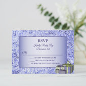 Weihnachtsgeschenk Blue Shiny Crystal Sparkle RSVP Karte (Stehend Vorderseite)