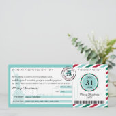 Weihnachtsgeschenk Boarding Pass auf NEW YORK Einladung (Stehend Vorderseite)