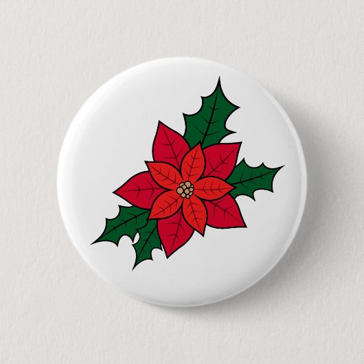 Weihnachtsgeschenk-Button mit roter Orangen-Poinse Button (Vorderseite)