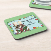 Weihnachtsgeschenk Cat Green Funny Getränkeuntersetzer (Linke Seite)