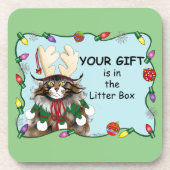 Weihnachtsgeschenk Cat Green Funny Getränkeuntersetzer (Vorderseite)