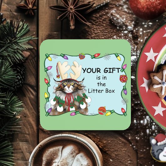 Weihnachtsgeschenk Cat Green Funny Getränkeuntersetzer