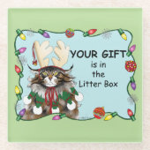 Weihnachtsgeschenk Cat Green Funny Glasuntersetzer (Vorderseite)