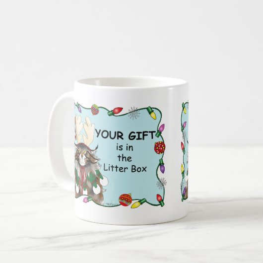 Weihnachtsgeschenk Cat Green Funny Kaffeetasse (Vorderseite Links)