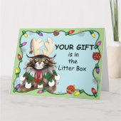 Weihnachtsgeschenk Cat Green Funny Karte (Vorderseite)