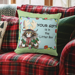Weihnachtsgeschenk Cat Green Funny Kissen