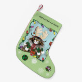 Weihnachtsgeschenk Cat Green Funny Kleiner Weihnachtsstrumpf (Vorderansicht (hängend))