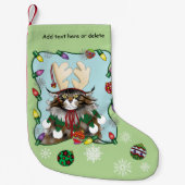 Weihnachtsgeschenk Cat Green Funny Kleiner Weihnachtsstrumpf (Vorderseite)