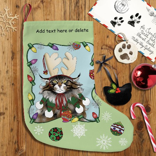 Weihnachtsgeschenk Cat Green Funny Kleiner Weihnachtsstrumpf
