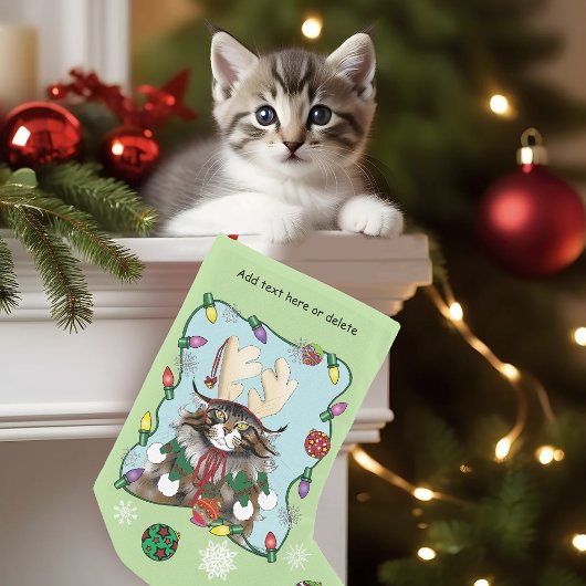 Weihnachtsgeschenk Cat Green Funny Kleiner Weihnachtsstrumpf