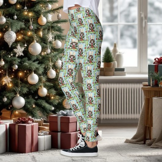 Weihnachtsgeschenk Cat Green Funny Leggings