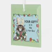 Weihnachtsgeschenk Cat Green Funny Ornament Aus Glas (Vorderseite links)