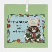 Weihnachtsgeschenk Cat Green Funny Ornament Aus Glas (Rückseite)