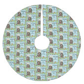 Weihnachtsgeschenk Cat Green Funny Polyester Weihnachtsbaumdecke (Vorderseite)