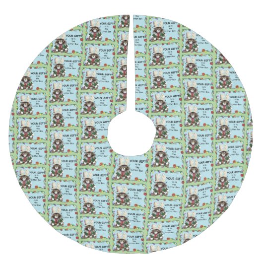 Weihnachtsgeschenk Cat Green Funny Polyester Weihnachtsbaumdecke (Vorderseite)