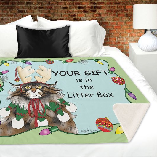 Weihnachtsgeschenk Cat Green Funny Sherpadecke