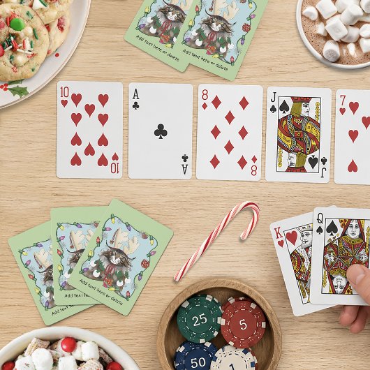 Weihnachtsgeschenk Cat Green Funny Spielkarten