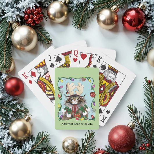 Weihnachtsgeschenk Cat Green Funny Spielkarten