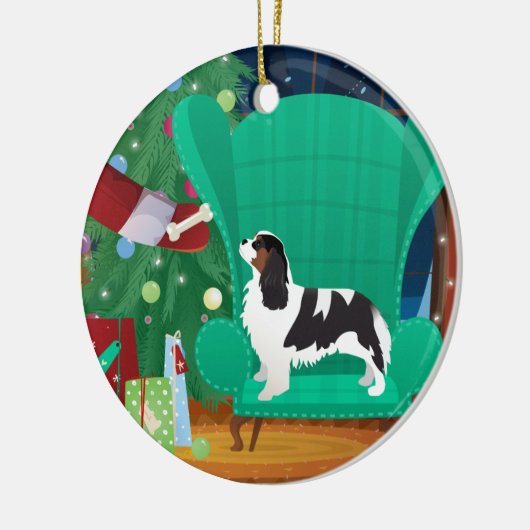 Weihnachtsgeschenk - Cavalier King Charles Spaniel Keramik Ornament (Links)