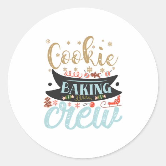 Weihnachtsgeschenk | Cookie Baking Crew Runder Aufkleber (Vorderseite)