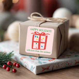 Weihnachtsgeschenk-Doodle-Weihnachten-Feiertags-Vo Quadratischer Aufkleber