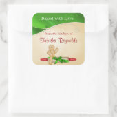 Weihnachtsgeschenk Etikett Gingerbrei Mann Quadratischer Aufkleber (Tasche)