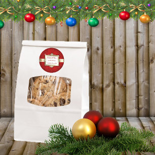 Weihnachtsgeschenk-Etikett, schönes Rot und Gold Runder Aufkleber