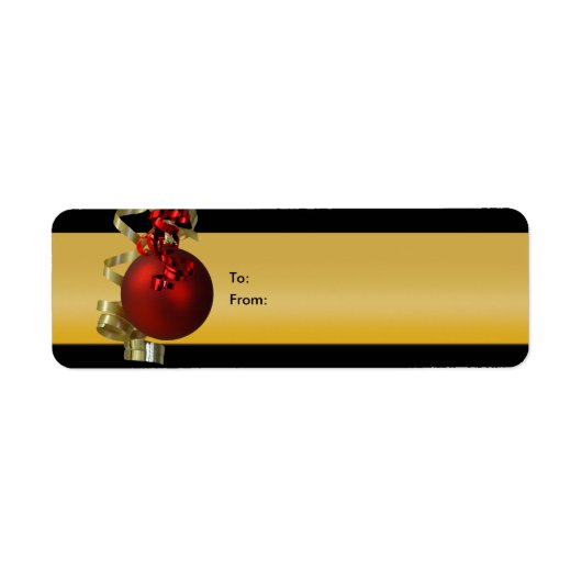 Weihnachtsgeschenk-Etiketten Bänder rot Gold (Vorne)