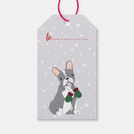 Weihnachtsgeschenk Feiertag Französischer Bulldog Geschenkanhänger (Vorderseite)