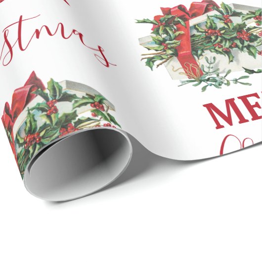 Weihnachtsgeschenk Feiertag Holly Berries Geschenkpapier (Rolleneckpunkt)