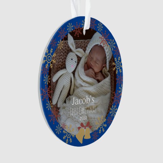 Weihnachtsgeschenk Foto Schneeflocke Keramik Ornam Ornament (Vorderseite)