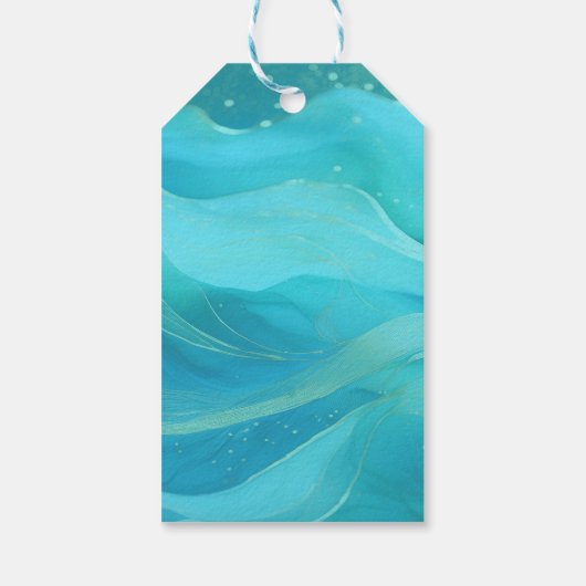 Weihnachtsgeschenk Foto Tag Blue Waves Geschenkanhänger (Rückseite)