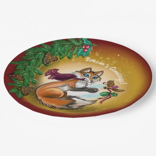 Weihnachtsgeschenk Fox Pappteller (Schrägansicht)